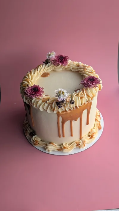 Floral Carrot Caramel Cake - 8 Inch 3 Layer