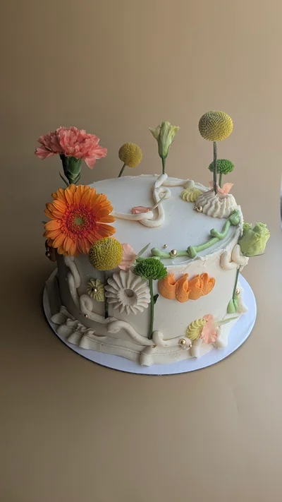 Neutral Whimsical Cake - 8 Inch 2 Layer