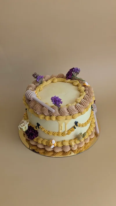 Bees and Honey Themed Cake - 6 Inch 2 Layer