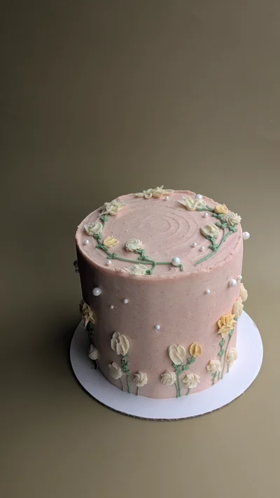 Pastel Hand Painted Floral Cake - 6 Inch 3 Layer