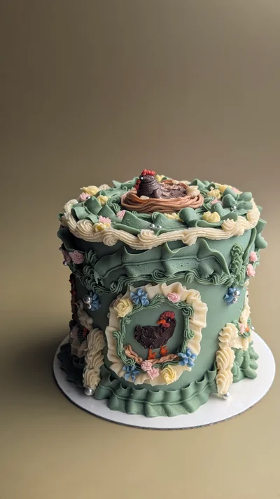 Vintage Chicken Cake - 6 Inch 3 Layer