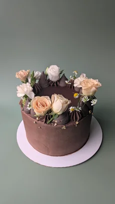 Floral Double Chocolate Cake - 6 Inch 2 Layer