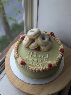 Pistachio Raspberry Lemon With Vanilla Lemon Doughnuts